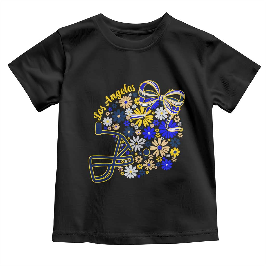 Los Angeles Game Day Sports Fan Toddler T Shirt Floral Football Helmet With Bow