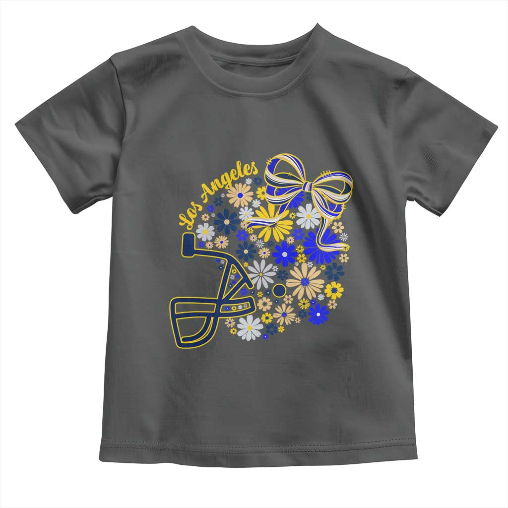Los Angeles Game Day Sports Fan Toddler T Shirt Floral Football Helmet With Bow