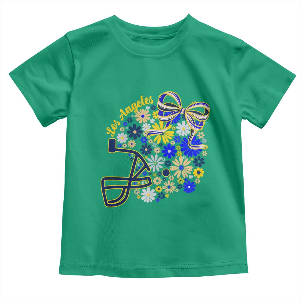 Los Angeles Game Day Sports Fan Toddler T Shirt Floral Football Helmet With Bow