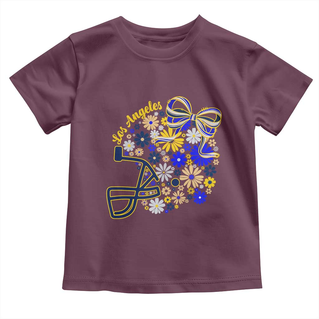 Los Angeles Game Day Sports Fan Toddler T Shirt Floral Football Helmet With Bow