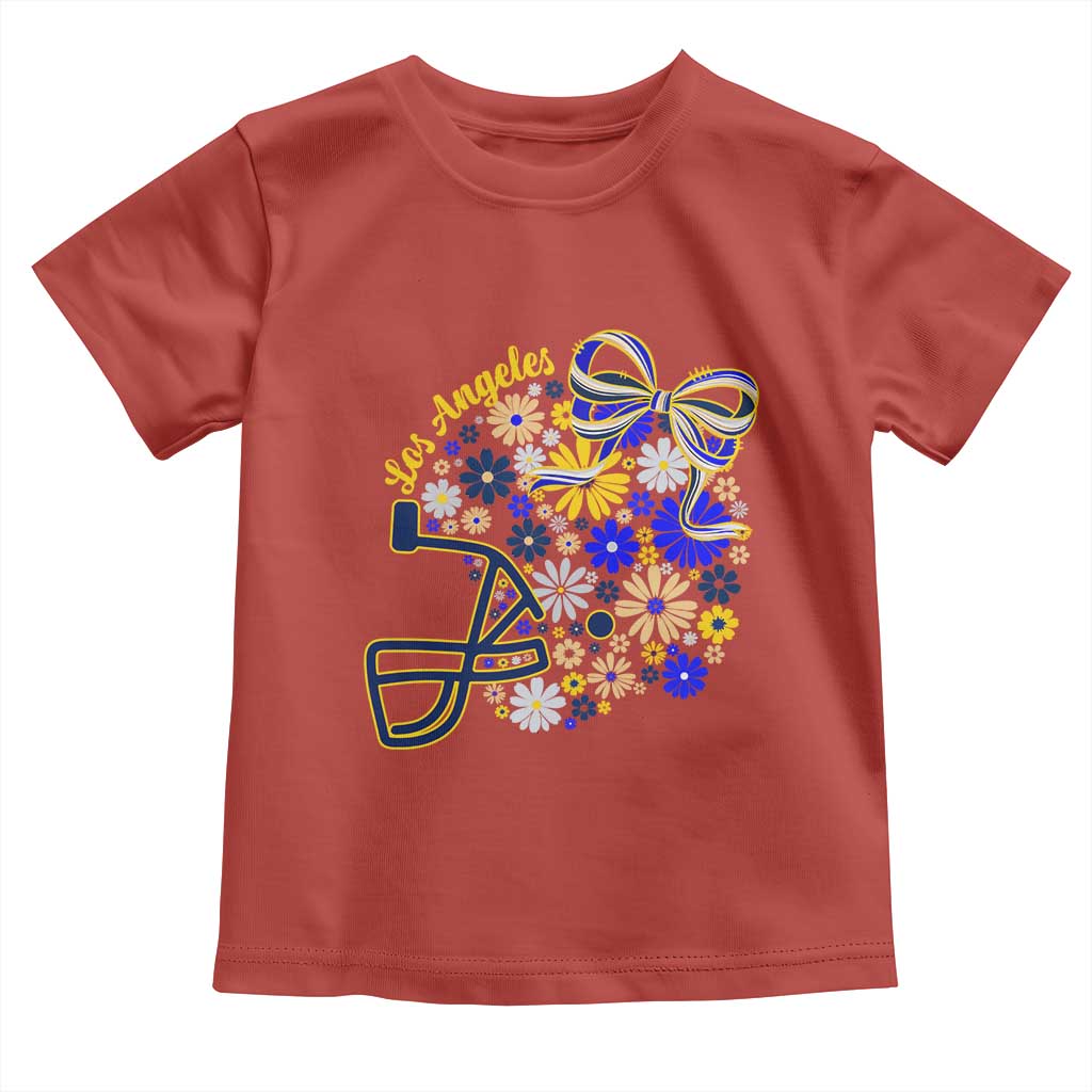 Los Angeles Game Day Sports Fan Toddler T Shirt Floral Football Helmet With Bow