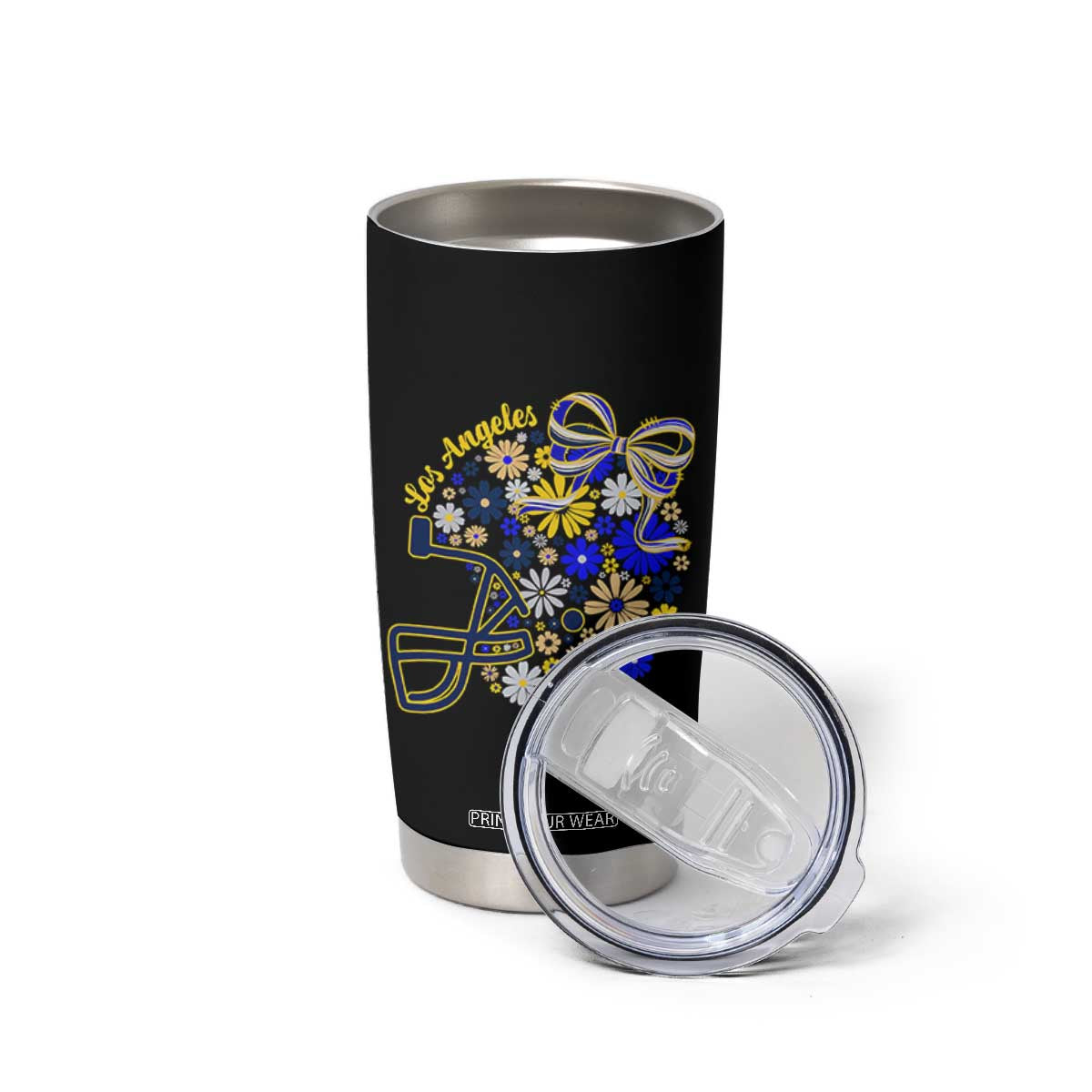 Los Angeles Game Day Sports Fan Tumbler Cup Floral Football Helmet With Bow