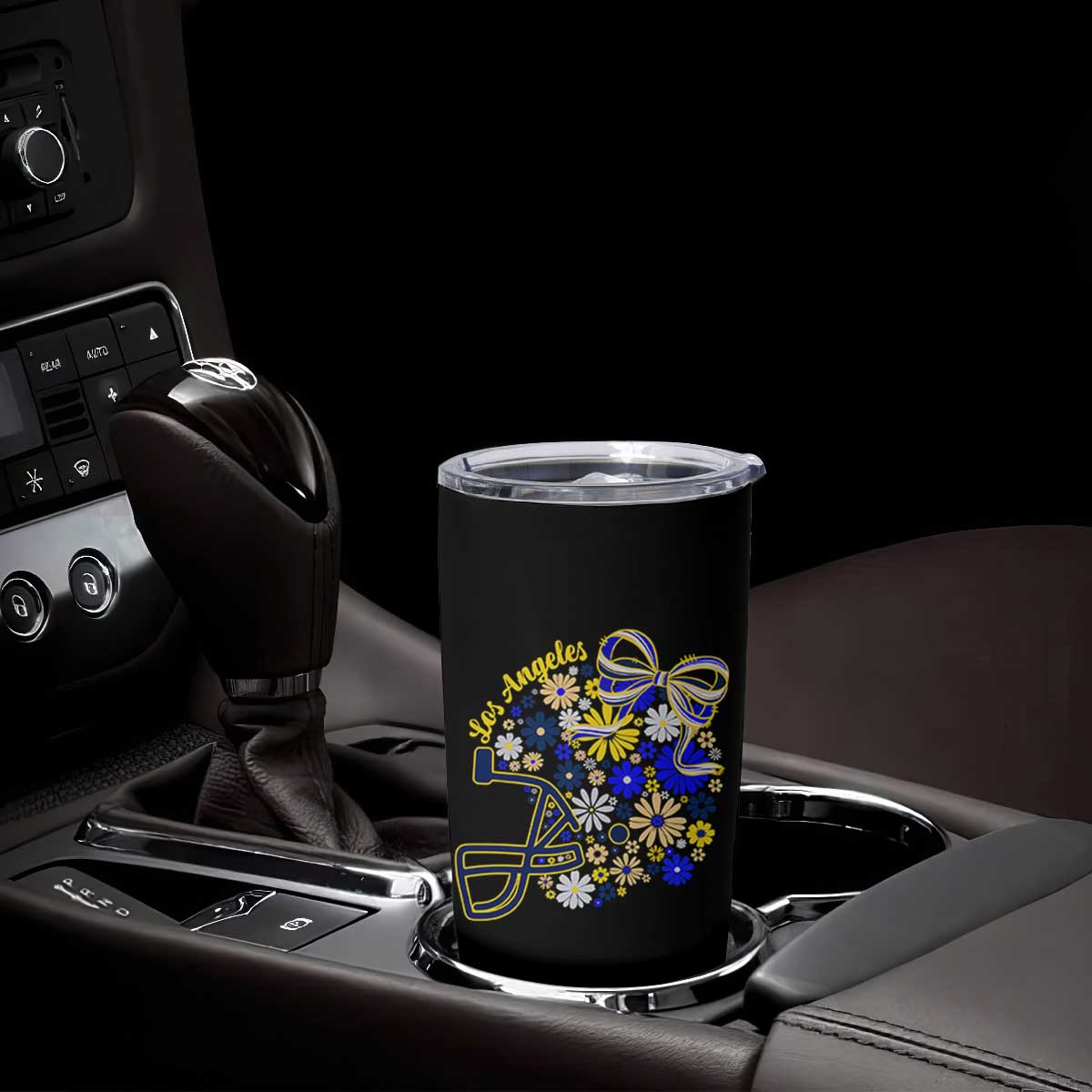 Los Angeles Game Day Sports Fan Tumbler Cup Floral Football Helmet With Bow