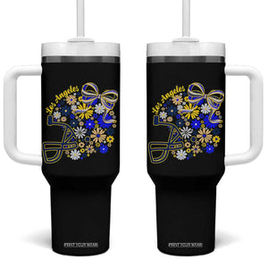 Los Angeles Game Day Sports Fan Tumbler With Handle Floral Football Helmet With Bow