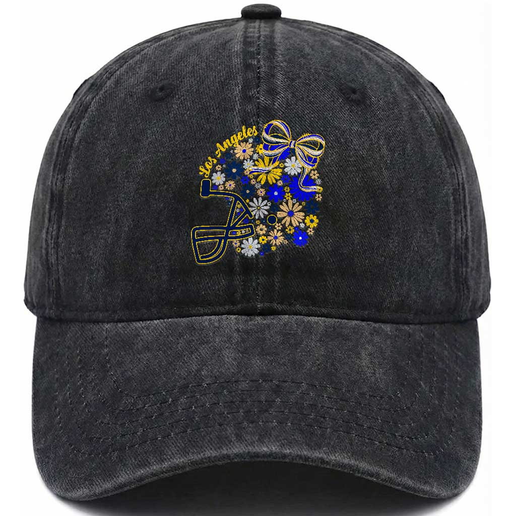 Los Angeles Game Day Sports Fan Washed Cotton Baseball Cap Floral Football Helmet With Bow TS12 Print Your Wear