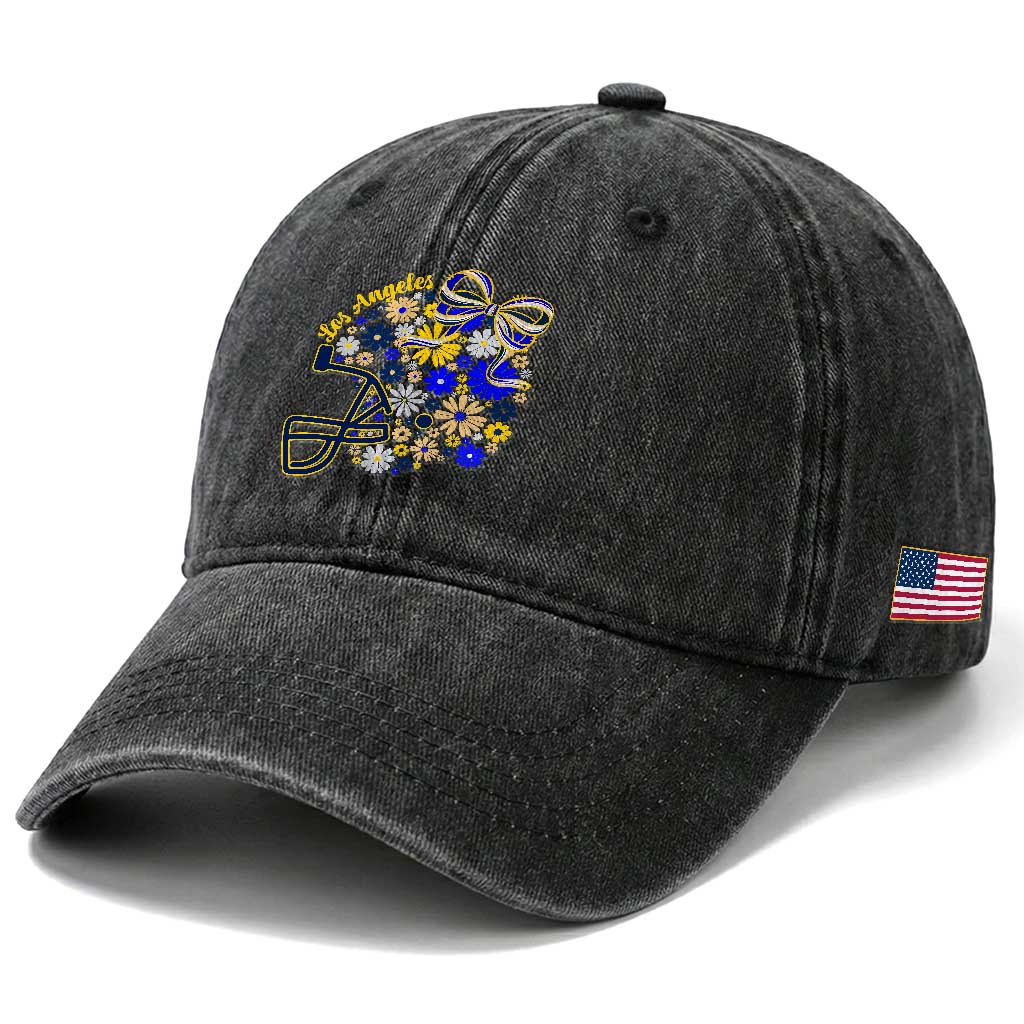 Los Angeles Game Day Sports Fan Washed Cotton Baseball Cap Floral Football Helmet With Bow