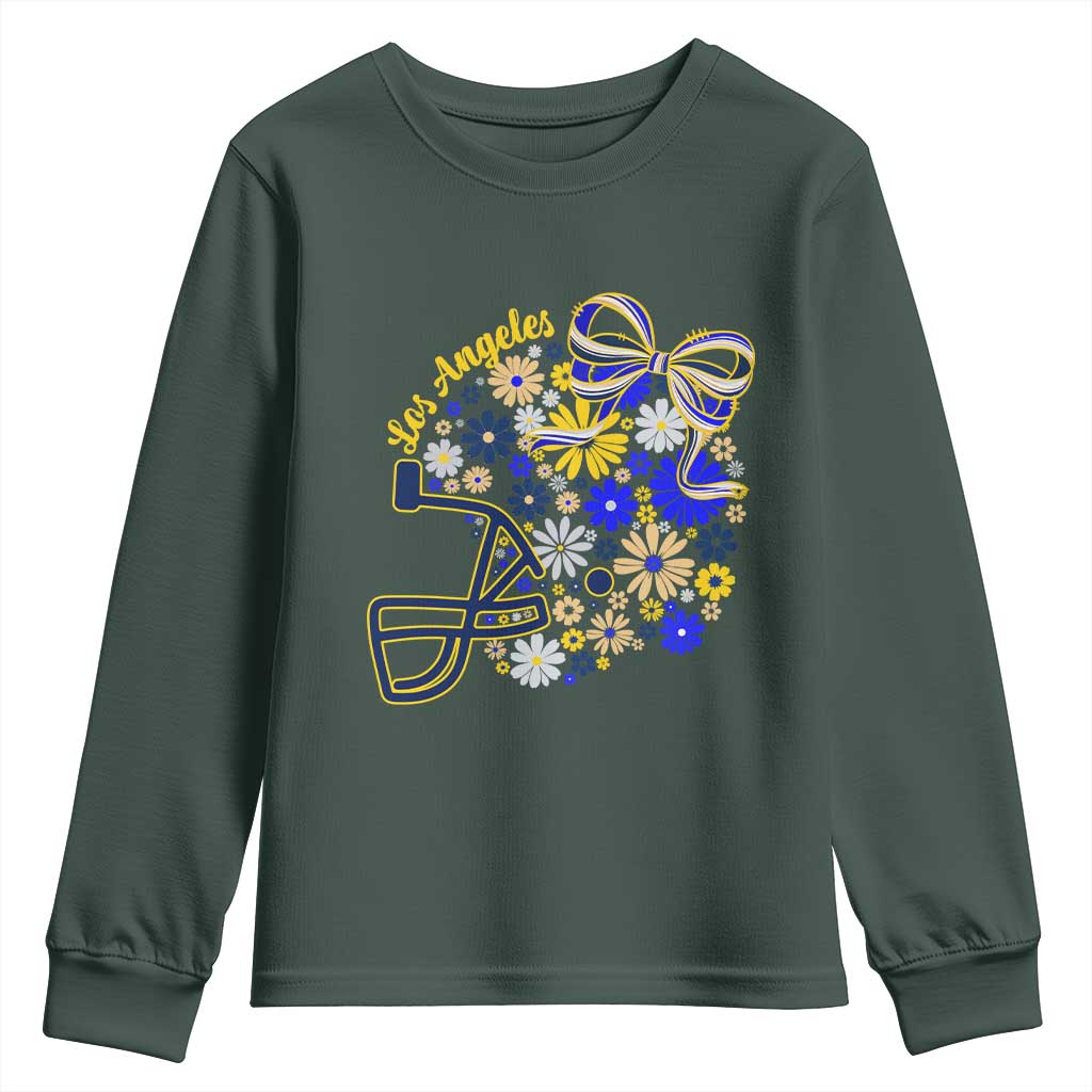 Los Angeles Game Day Sports Fan Youth Sweatshirt Floral Football Helmet With Bow
