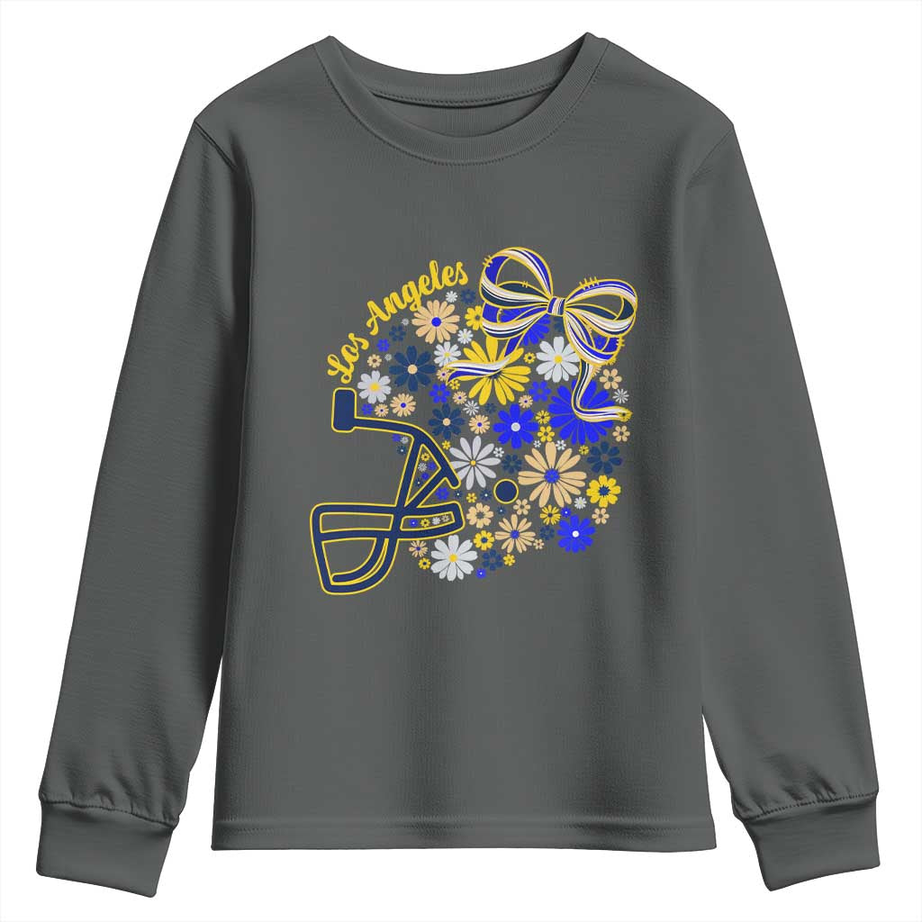 Los Angeles Game Day Sports Fan Youth Sweatshirt Floral Football Helmet With Bow