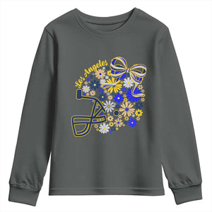 Los Angeles Game Day Sports Fan Youth Sweatshirt Floral Football Helmet With Bow