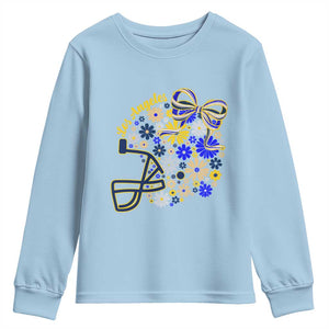 Los Angeles Game Day Sports Fan Youth Sweatshirt Floral Football Helmet With Bow