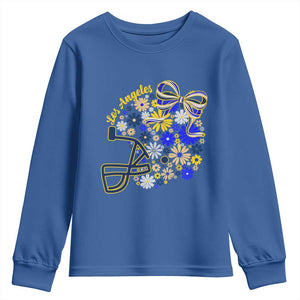 Los Angeles Game Day Sports Fan Youth Sweatshirt Floral Football Helmet With Bow
