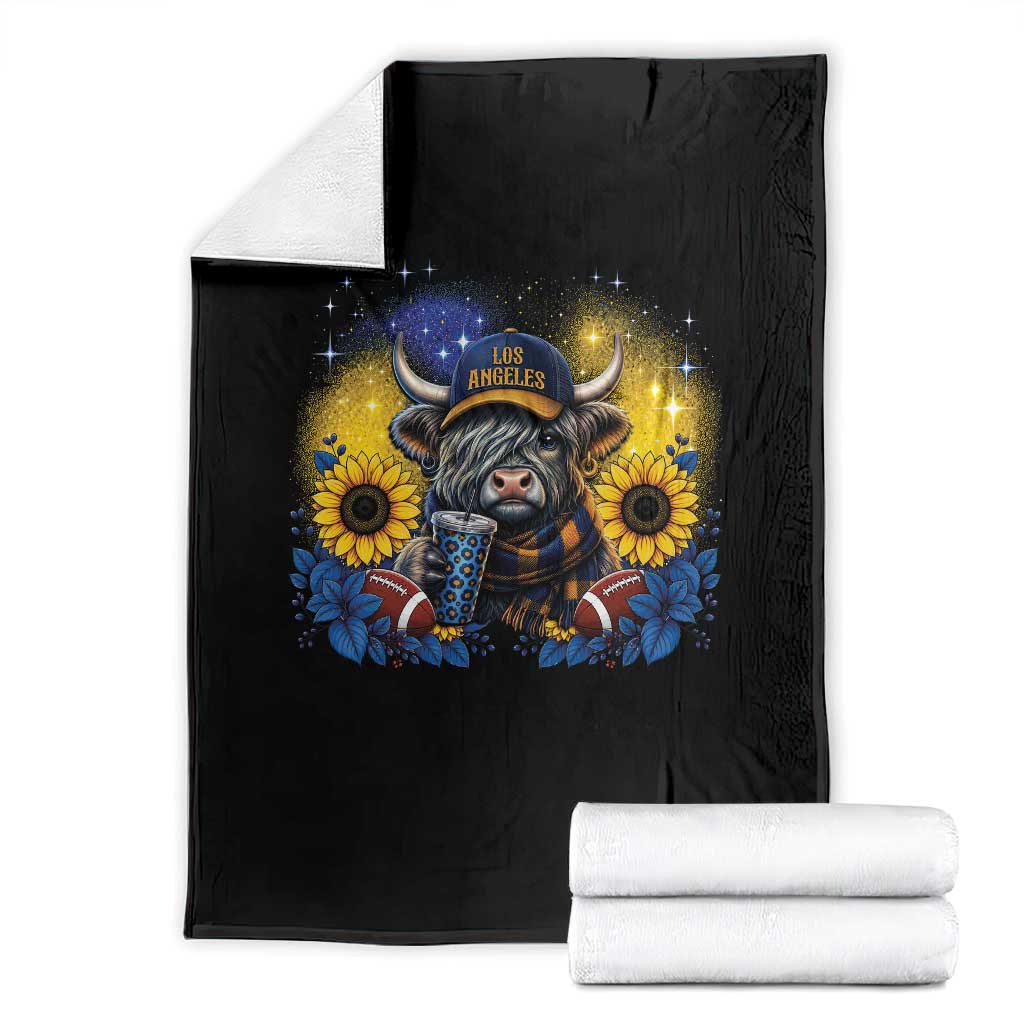 Cute Highland Cow Game Day Throw Blanket Los Angeles Sports Fan TS12 Black Print Your Wear