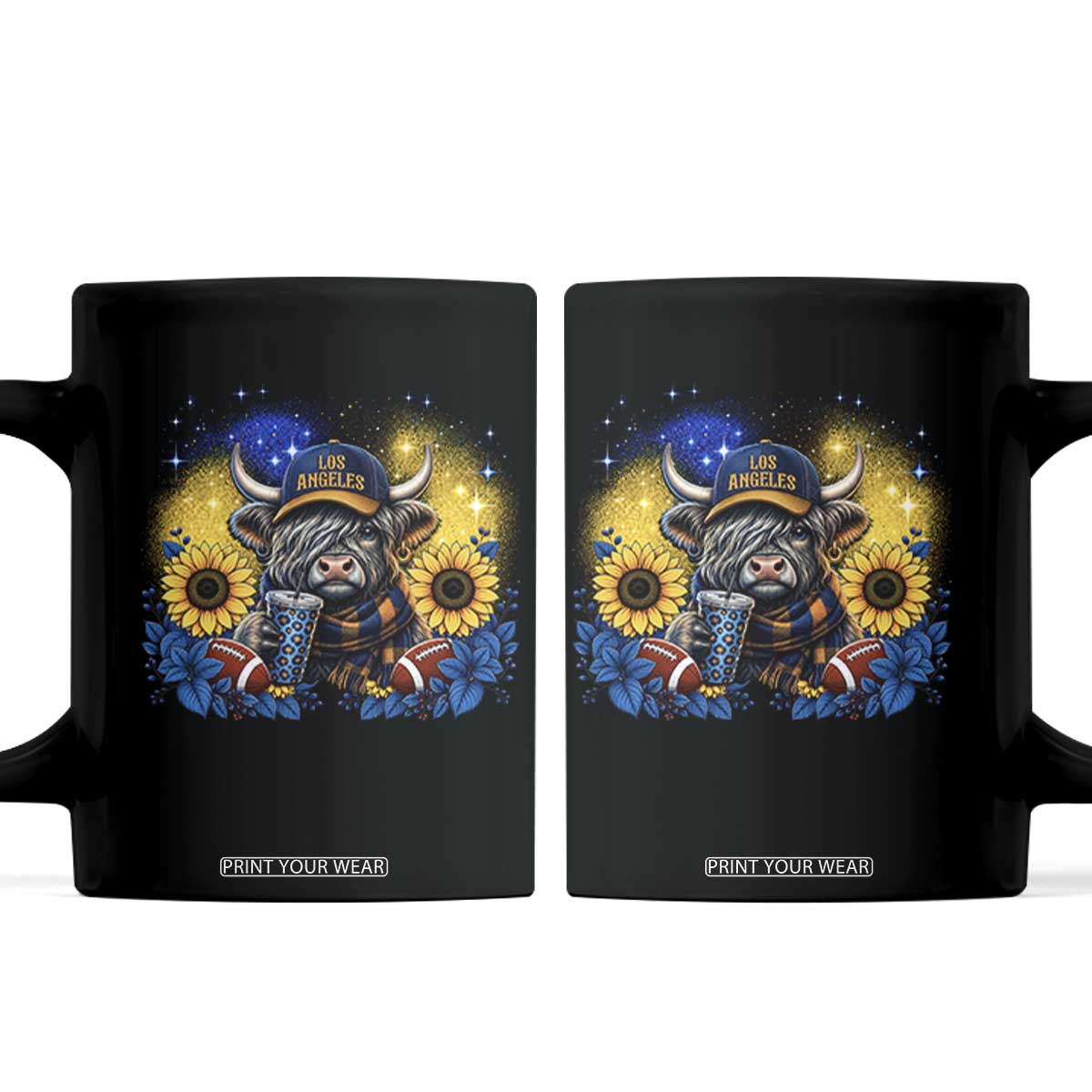 Cute Highland Cow Game Day Coffee Mug Los Angeles Sports Fan TS12 Black Print Your Wear