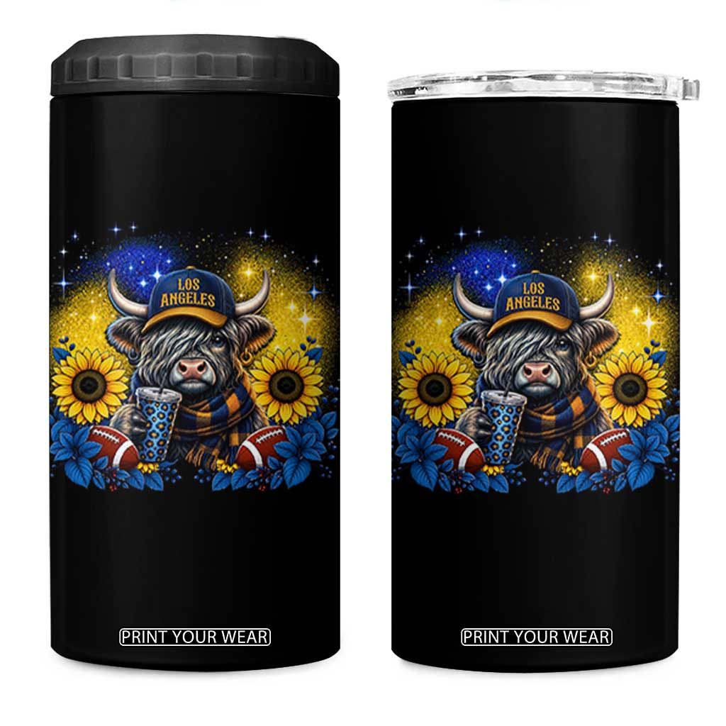 Cute Highland Cow Game Day 4 in 1 Can Cooler Tumbler Los Angeles Sports Fan TS12 One Size: 16 oz Black Print Your Wear