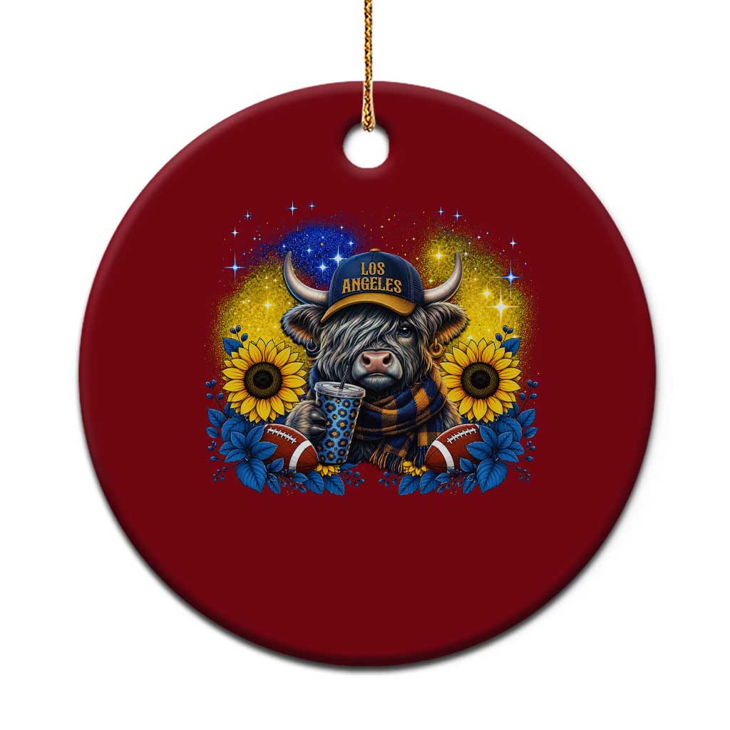 Cute Highland Cow Game Day Ceramic Ornament Los Angeles Sports Fan TS12 1pc Red Print Your Wear