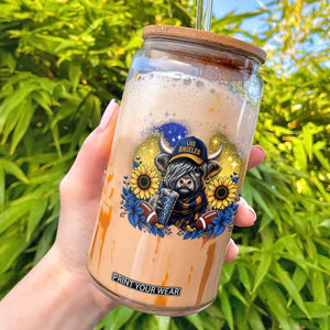 Cute Highland Cow Game Day Glass Can Los Angeles Sports Fan