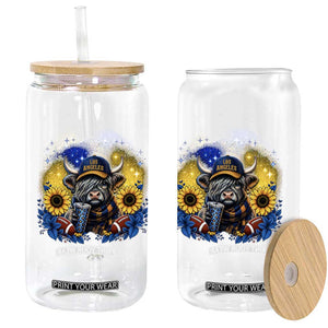 Cute Highland Cow Game Day Glass Can Los Angeles Sports Fan