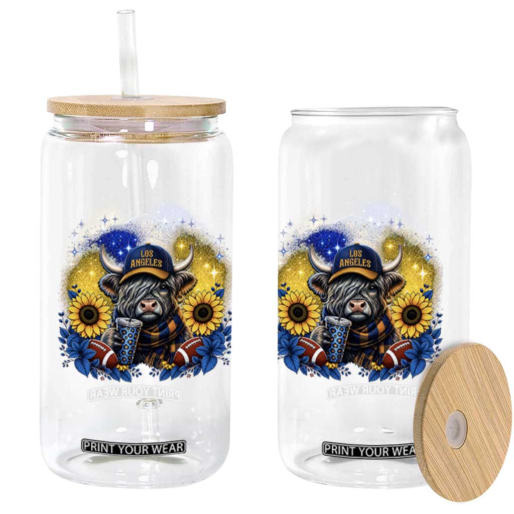 Cute Highland Cow Game Day Glass Can Los Angeles Sports Fan