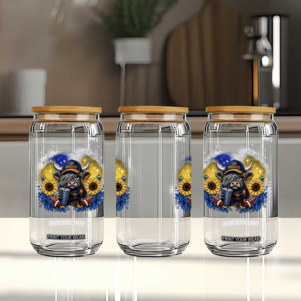 Cute Highland Cow Game Day Glass Can Los Angeles Sports Fan