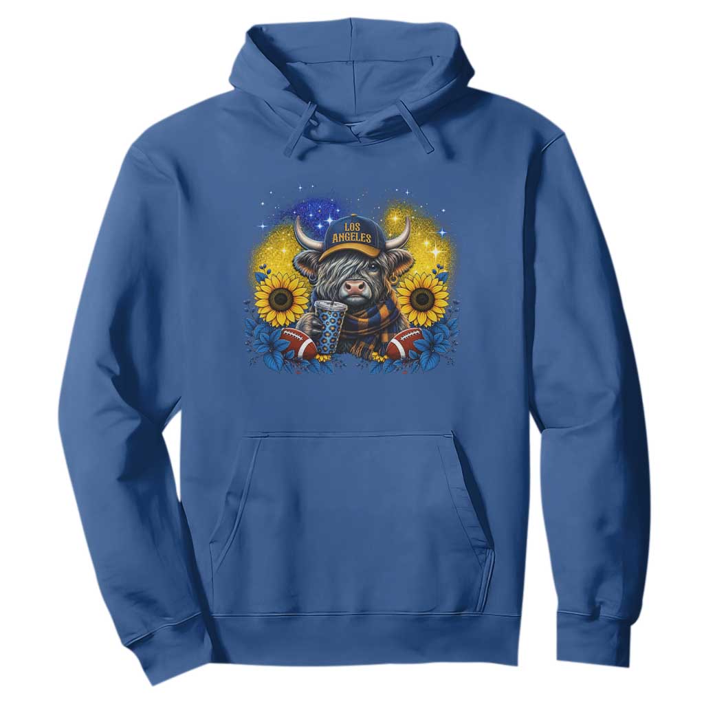 Cute Highland Cow Game Day Hoodie Los Angeles Sports Fan TS12 Royal Blue Print Your Wear
