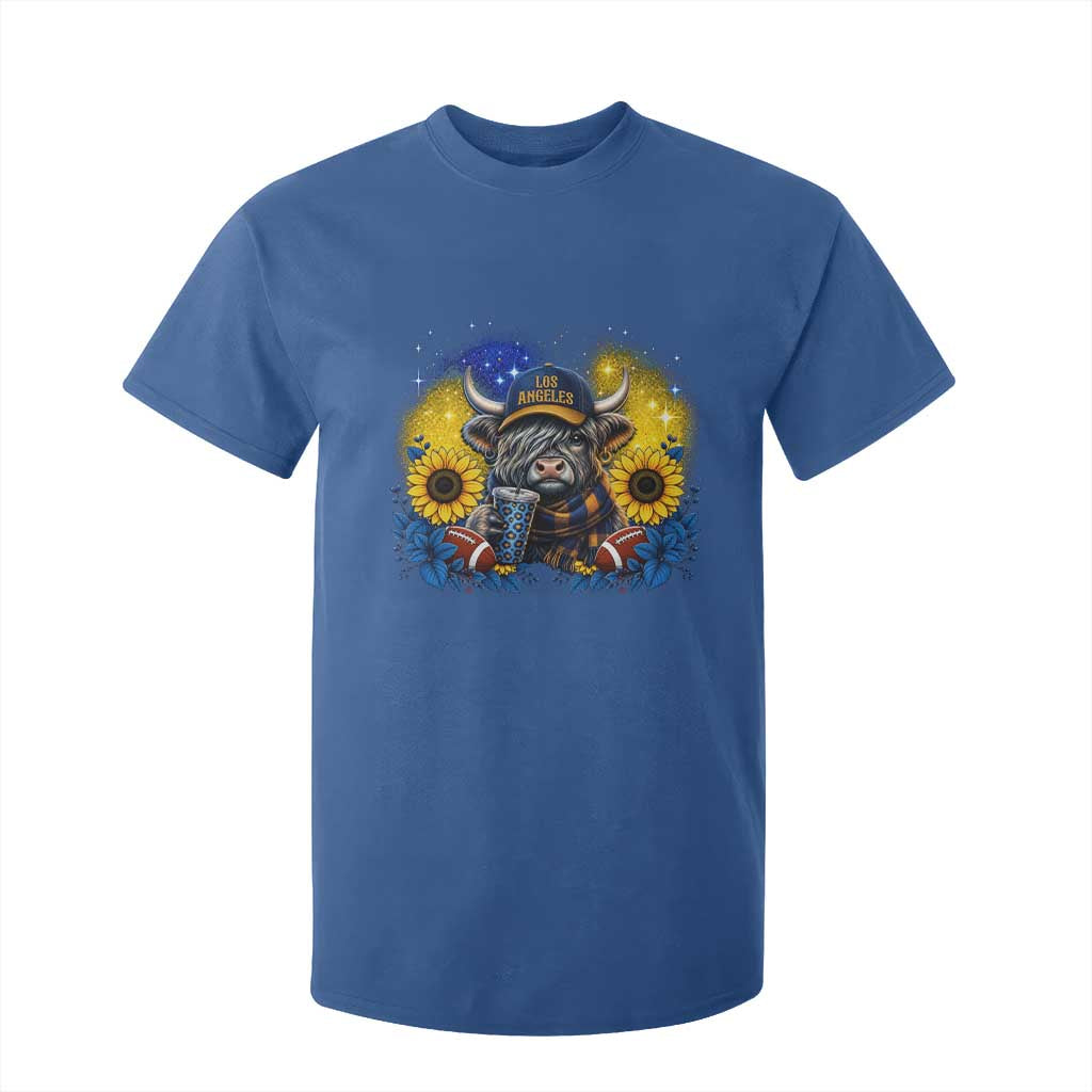 Cute Highland Cow Game Day T Shirt For Kid Los Angeles Sports Fan TS12 Royal Blue Print Your Wear