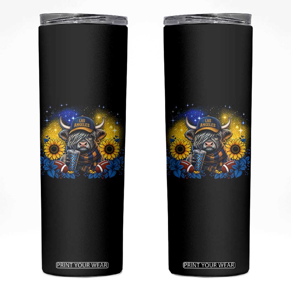 Cute Highland Cow Game Day Skinny Tumbler Los Angeles Sports Fan