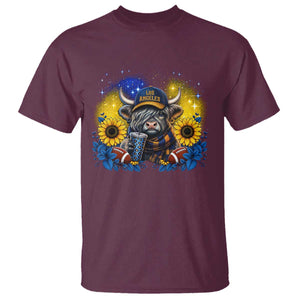 Cute Highland Cow Game Day T Shirt Los Angeles Sports Fan TS12 Maroon Print Your Wear
