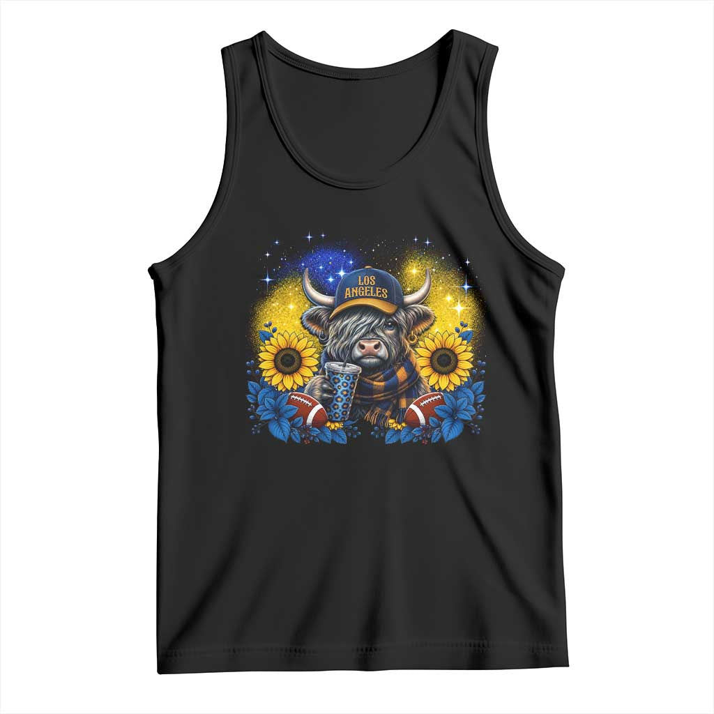 Cute Highland Cow Game Day Tank Top Los Angeles Sports Fan TS12 Black Print Your Wear