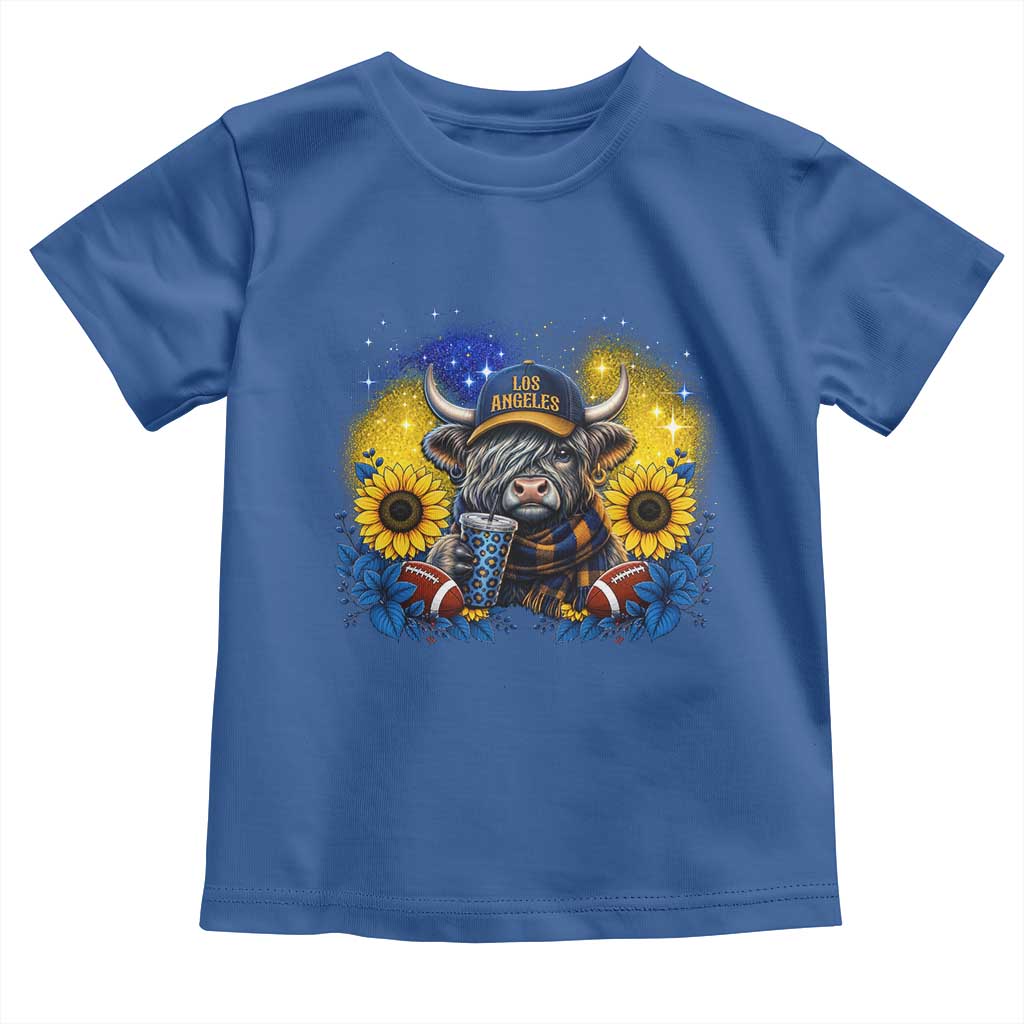 Cute Highland Cow Game Day Toddler T Shirt Los Angeles Sports Fan TS12 Royal Blue Print Your Wear