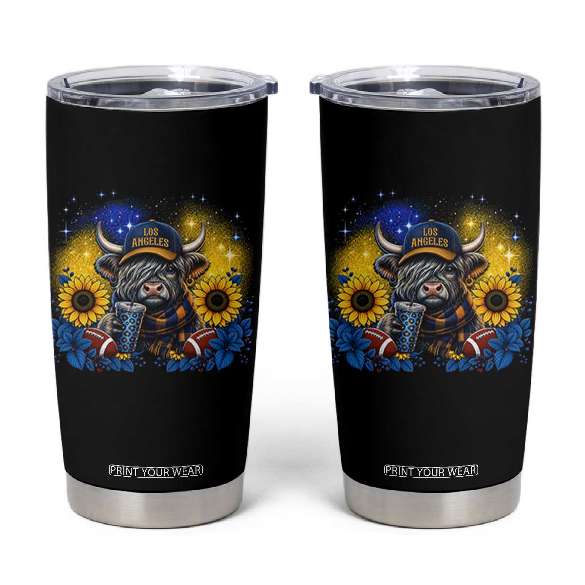 Cute Highland Cow Game Day Tumbler Cup Los Angeles Sports Fan TS12 Black Print Your Wear