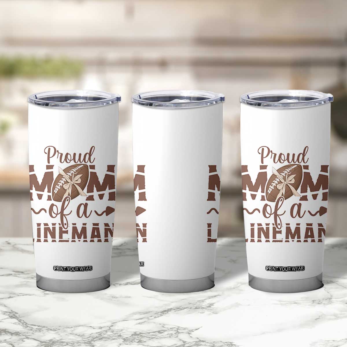 Football Mom Gift Tumbler Cup Proud Mom Of A Lineman TS12 Print Your Wear