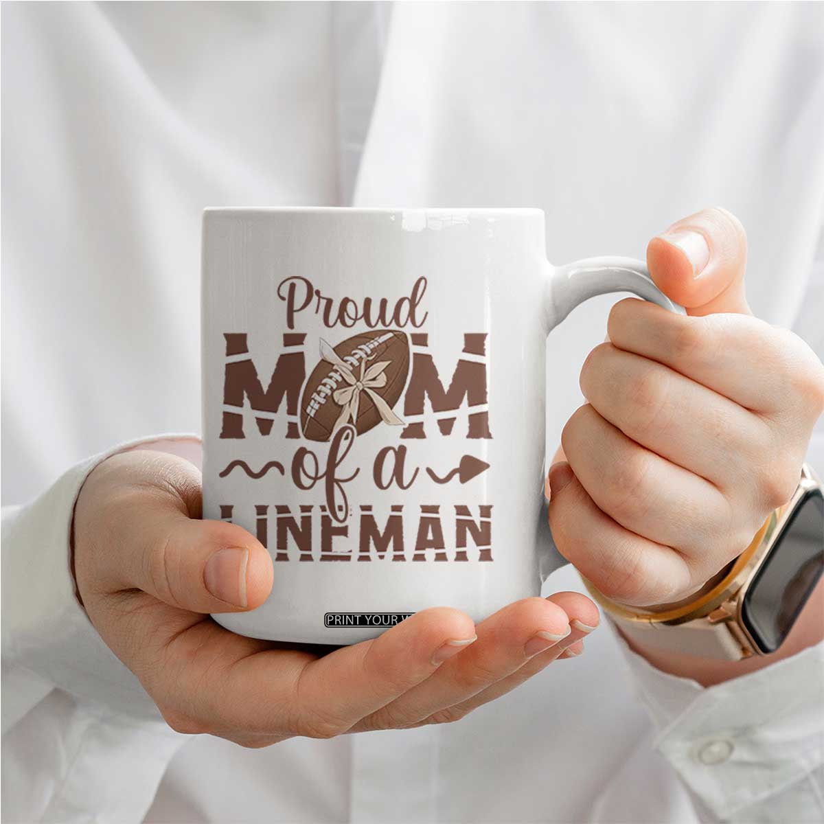 Football Mom Gift Coffee Mug Proud Mom Of A Lineman TS12 Print Your Wear