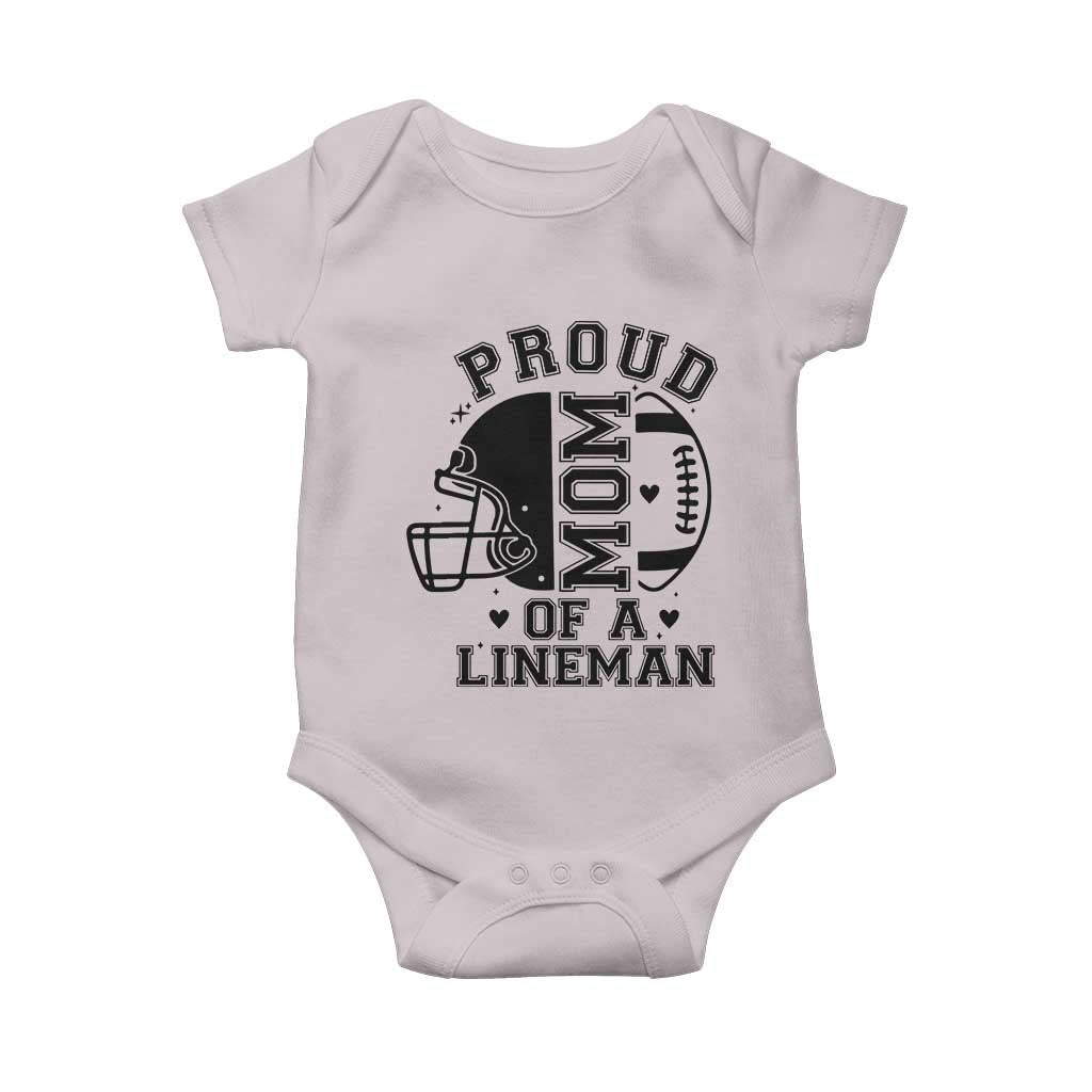Proud Mom Of A Lineman Baby Onesie Football Fan Gift For Women TS12 Ice Gray Print Your Wear