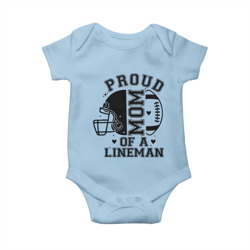 Proud Mom Of A Lineman Baby Onesie Football Fan Gift For Women TS12 Light Blue Print Your Wear