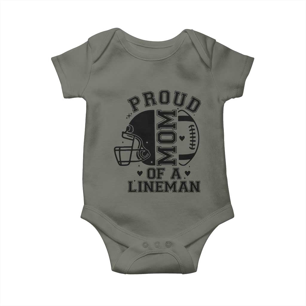 Proud Mom Of A Lineman Baby Onesie Football Fan Gift For Women TS12 Military Green Print Your Wear