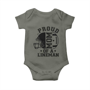Proud Mom Of A Lineman Baby Onesie Football Fan Gift For Women TS12 Military Green Print Your Wear