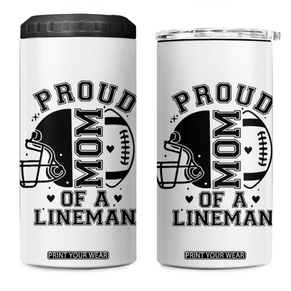 Proud Mom Of A Lineman 4 in 1 Can Cooler Tumbler Football Fan Gift For Women TS12 One Size: 16 oz White Print Your Wear