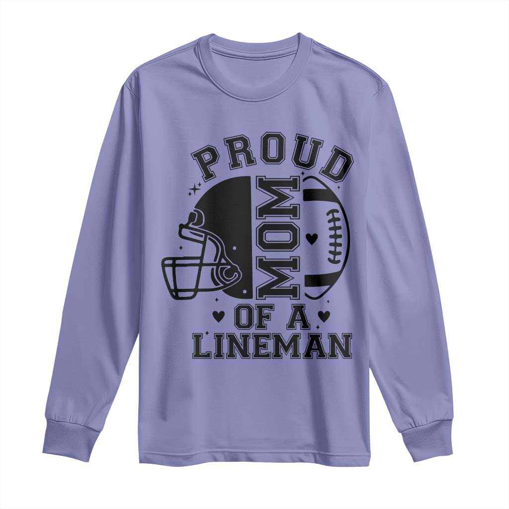 Proud Mom Of A Lineman Long Sleeve Shirt Football Fan Gift For Women TS12 Violet Print Your Wear