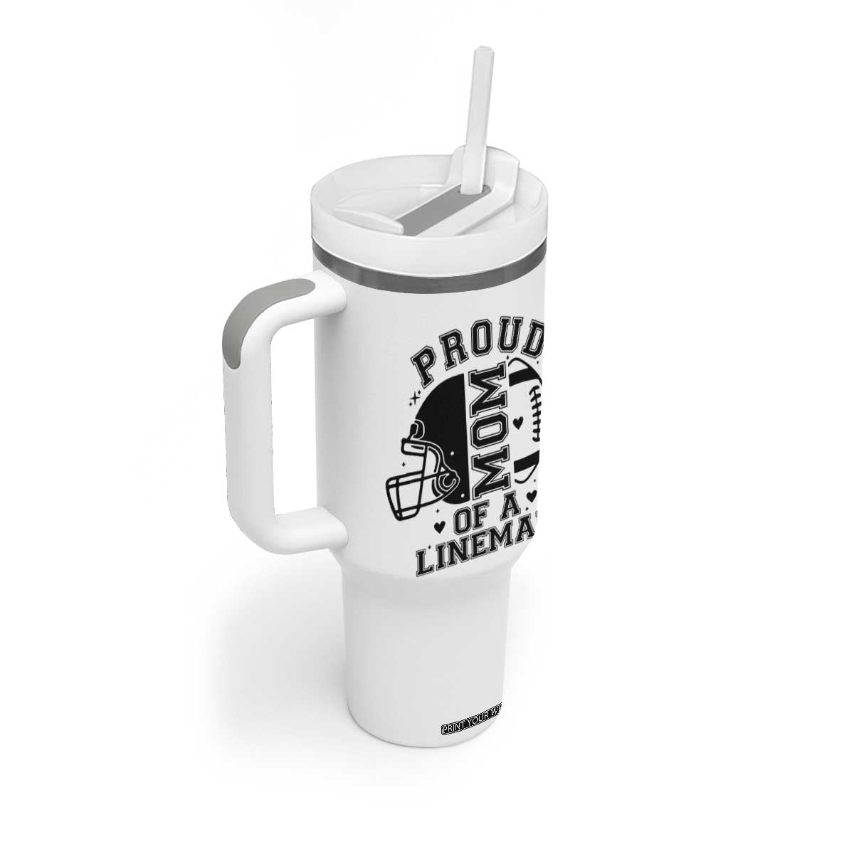 Proud Mom Of A Lineman Tumbler With Handle Football Fan Gift For Women TS12 Print Your Wear