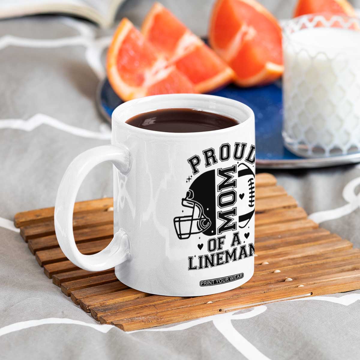 Proud Mom Of A Lineman Coffee Mug Football Fan Gift For Women TS12 Print Your Wear