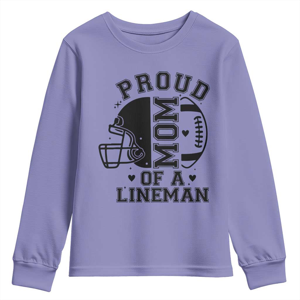 Proud Mom Of A Lineman Youth Sweatshirt Football Fan Gift For Women TS12 Violet Print Your Wear