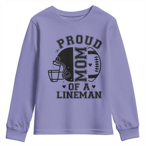 Proud Mom Of A Lineman Youth Sweatshirt Football Fan Gift For Women TS12 Violet Print Your Wear