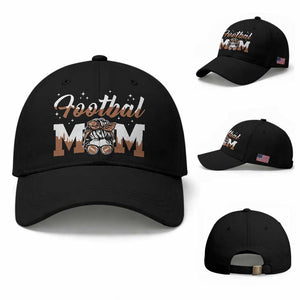Football Mom Life Baseball Cap Sports Fan Gift For Women TS12 Baseball Cap Universal Fit Black Print Your Wear