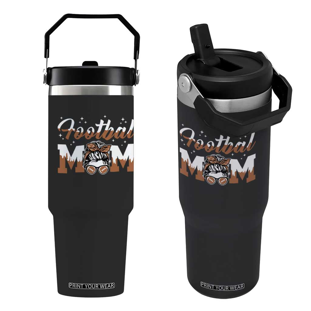 Football Mom Life Flip Straw Tumbler Sports Fan Gift For Women TS12 One Size: 30 oz Black Print Your Wear