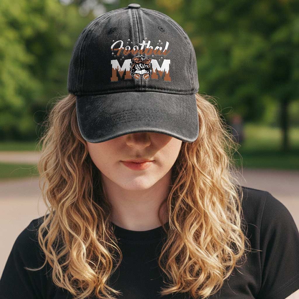 Football Mom Life Washed Cotton Baseball Cap Sports Fan Gift For Women TS12 Print Your Wear
