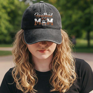 Football Mom Life Washed Cotton Baseball Cap Sports Fan Gift For Women TS12 Print Your Wear