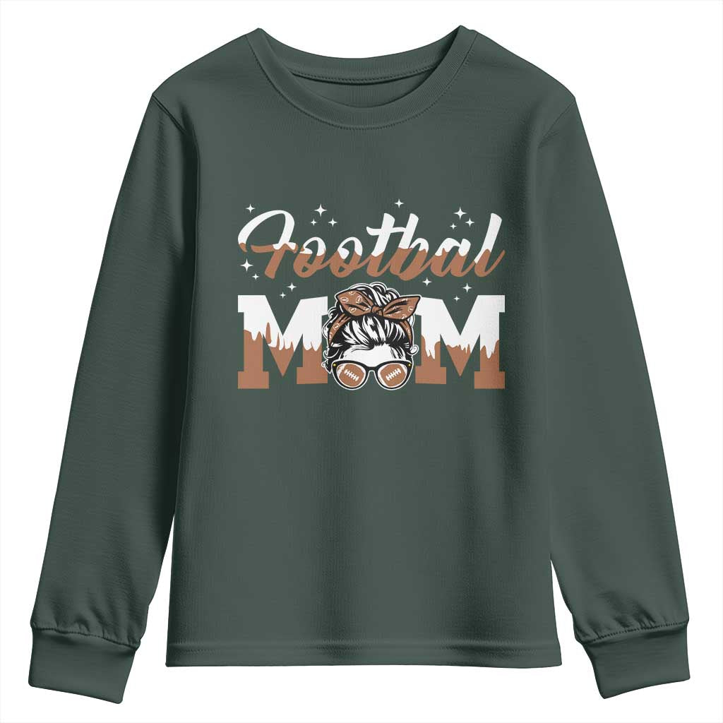 Football Mom Life Youth Sweatshirt Sports Fan Gift For Women TS12 Dark Forest Green Print Your Wear