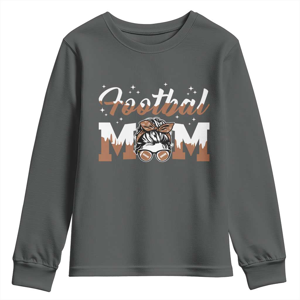 Football Mom Life Youth Sweatshirt Sports Fan Gift For Women TS12 Dark Heather Print Your Wear