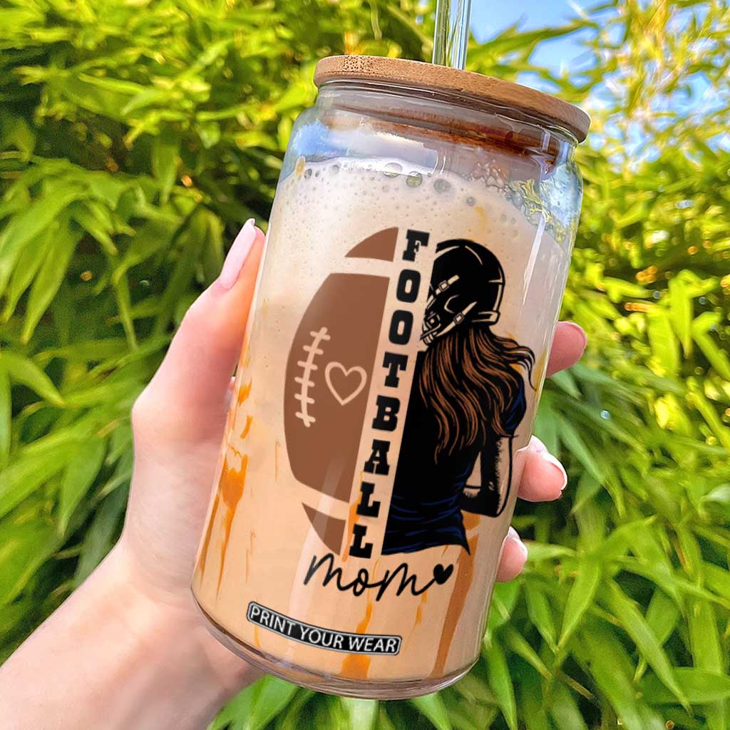 Proud Football Mom Glass Can Game Day Supporter Gift TS12 White Print Your Wear