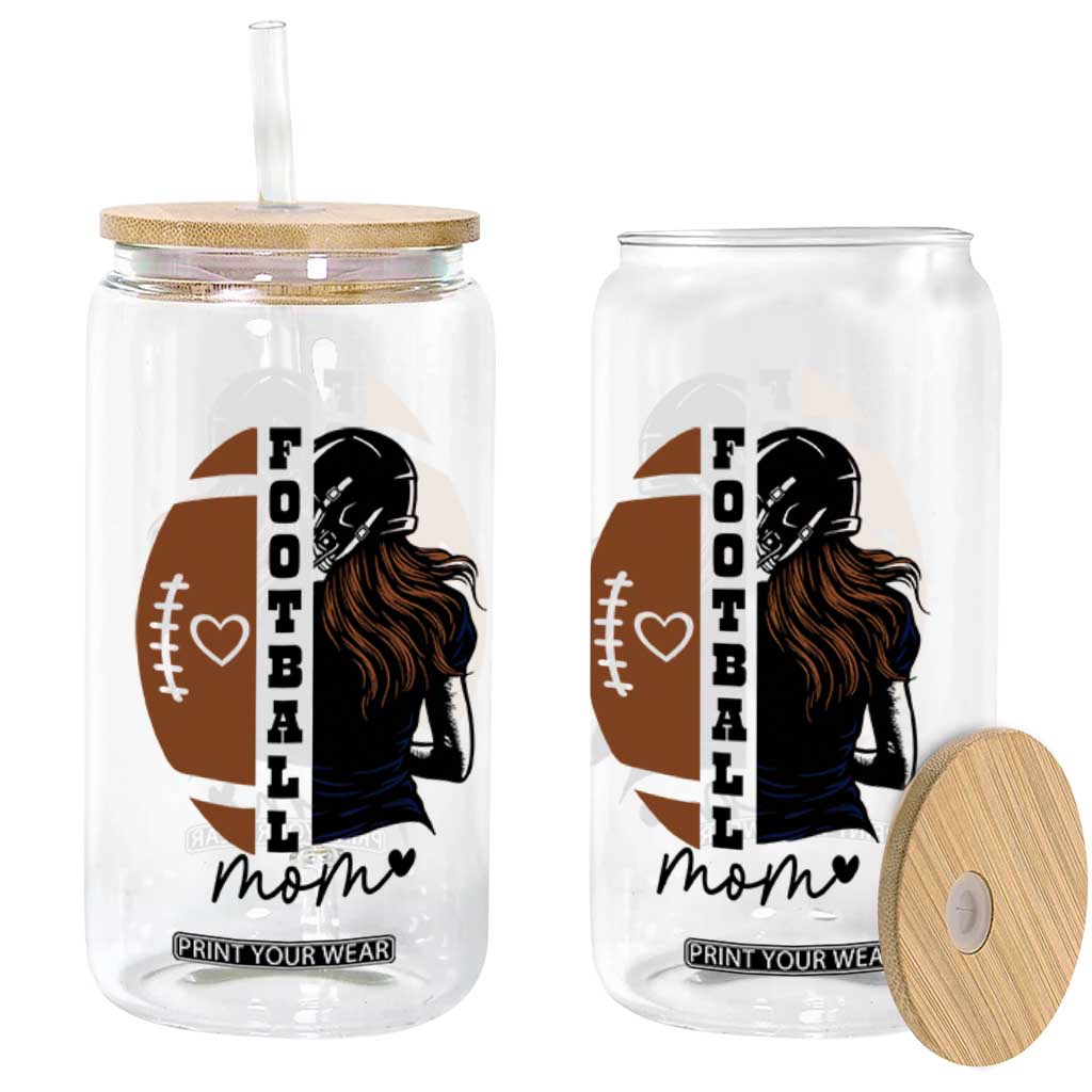 Proud Football Mom Glass Can Game Day Supporter Gift TS12 Print Your Wear